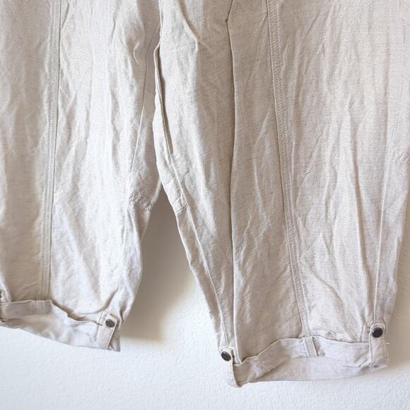 Lane Bryant Womens Linen Cropped Culotte Pants Gold Cream Beachy Casual 18 20 - Picture 4 of 6